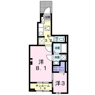 プランドール松富Ⅲ【1階】の間取り