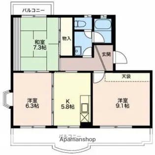 コーポラス時田 AB【A101号室】の間取り