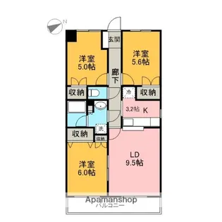 レナジア大岡【105号室】の間取り