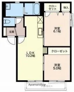 サニーコーポ西林田C【202号室】の間取り