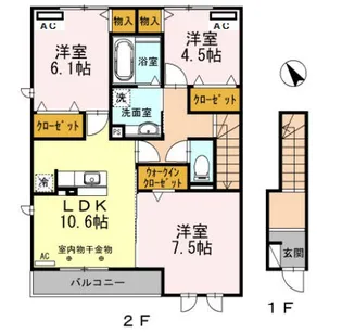 グランデ滝戸【205号室】の間取り