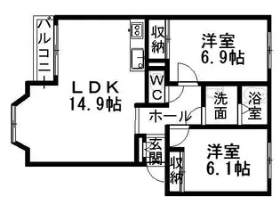 ハーモニー石井【1階】の間取り