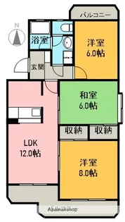 ボナール田園【101号室】の間取り