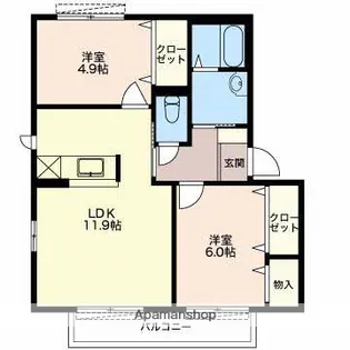 プリマベーラB【202号室】の間取り