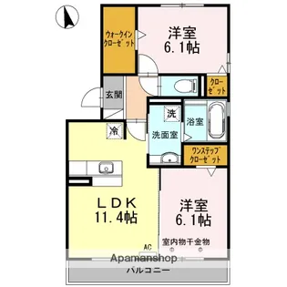 ポルトボヌールB【2階】の間取り