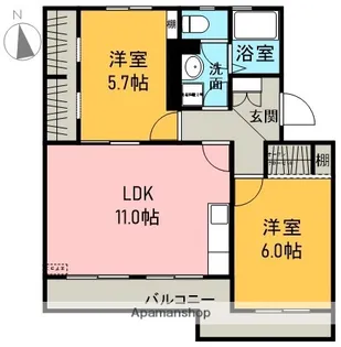 コーポ久能【304号室】の間取り