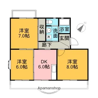 サンハイツ若の宮【203号室】の間取り