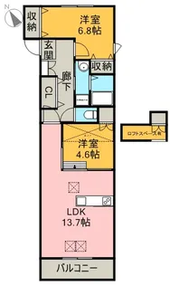 ヒルズハーモニー【301号室】の間取り