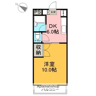 1DKの間取り画像