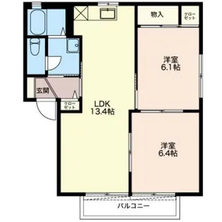 ユーガ千日A【202号室】の間取り