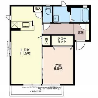 ビューテラス弐番館B【202号室】の間取り