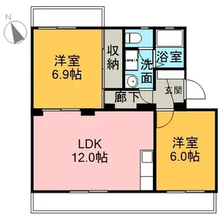 グリーンハイツ厚原【306号室】の間取り