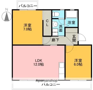 グリーンハイツ厚原【106号室】の間取り