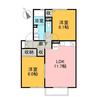 2LDKの間取り画像