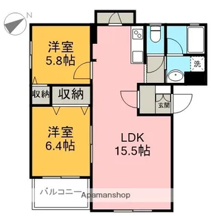 グランドゥール横割【305号室】の間取り