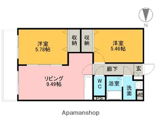 グランストーク松野【1階】の間取り