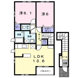 シャン・ド・フルール Ⅱ【2階】の間取り