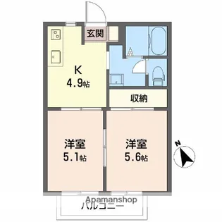 フレグランス神山C【201号室】の間取り