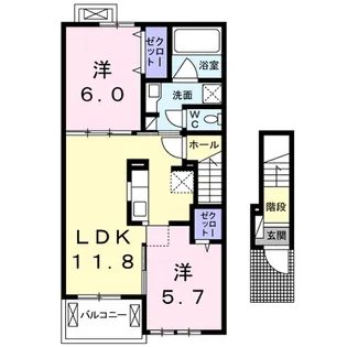 グレイス松富Ⅰ【2階】の間取り