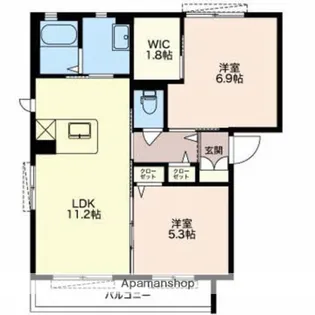 グリシーヌ【201号室】の間取り