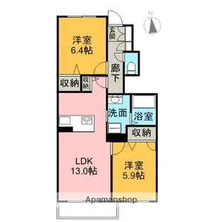 サンエスポワール矢立【102号室】の間取り