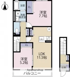 グランエスペランサ・ダイアD【202号室】の間取り