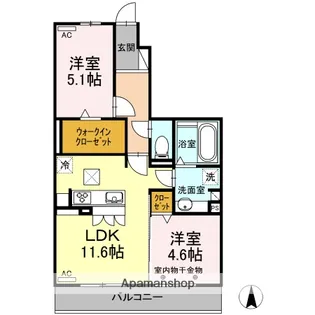 シャルマン・ペッシェ【1階】の間取り