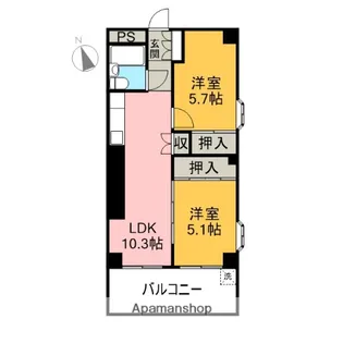 吉原パークハイツ【405号室】の間取り