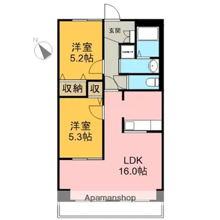 エスペランサひなた(南東側)【205号室】の間取り