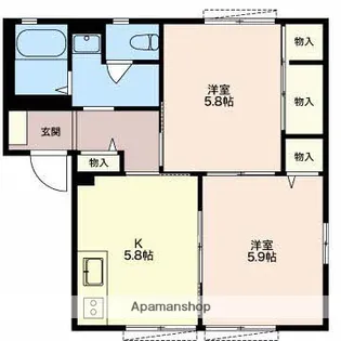 シャルム天間C【102号室】の間取り