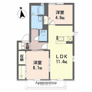 ヴィラフォンテ【201号室】の間取り