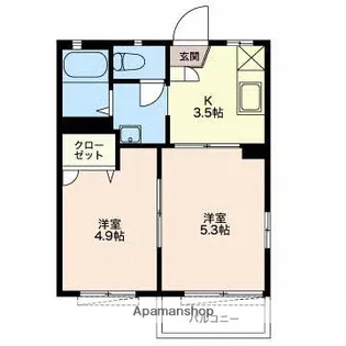 サンシャインコーポ【Ⅱ202号室】の間取り