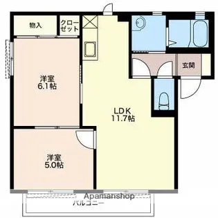 プランタンデンボー【101号室】の間取り