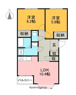 ボナール中里B【1階】の間取り