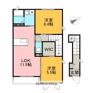 グランドソレーユB【201号室】の間取り