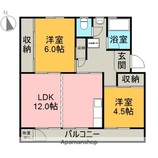 フレクション新富士【1階】の間取り