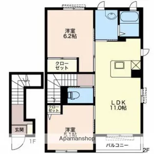 ルミエール久沢東B【202号室】の間取り