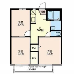 フレグランスヨネヤマ【102号室】の間取り