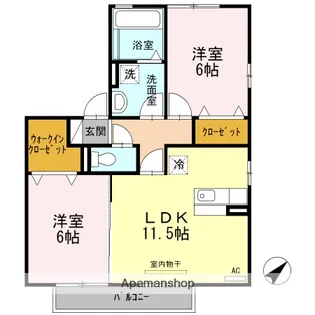 ソシア宮島Ⅱ【2階】の間取り