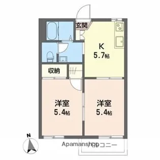 セントビレッジD【202号室】の間取り