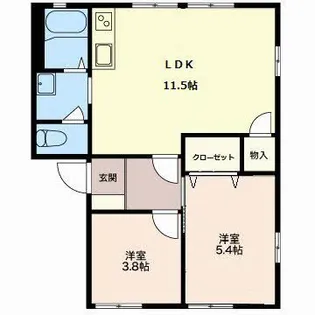 ハイツ久沢北A【202号室】の間取り