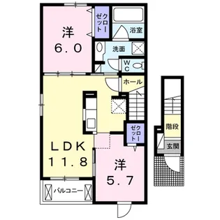 メゾン・ソレアード Ⅱ【2階】の間取り