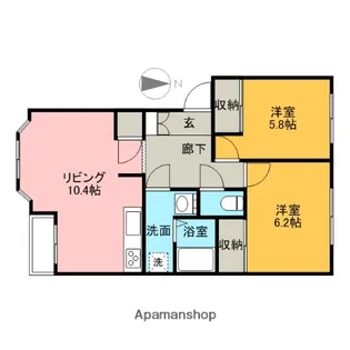 ボナール中里B【102号室】の間取り