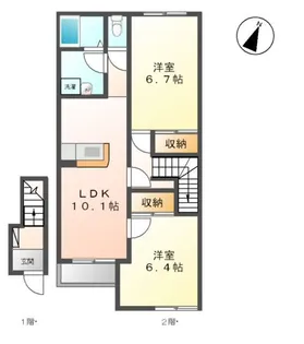 マリンテラスF【2階】の間取り