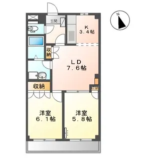 パラシオン旭B【2階】の間取り
