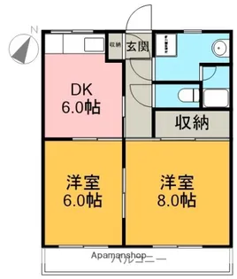 グランディア Ⅱ【102号室】の間取り