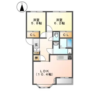 ボナール中里B【1階】の間取り