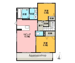 サンライズ富士B【201号室】の間取り