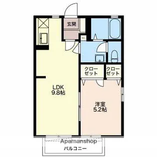 ベルカーサ岩本B【102号室】の間取り