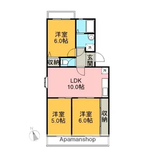 コーポラス神山ⅡB【302号室】の間取り